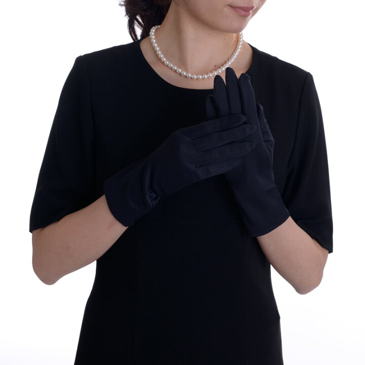 楽天市場 メール便送料無料 婦人ショート手袋 黒グローブ レディス 葬祭 ブラックフォーマル ネイル隠し Uv紫外線対策 通夜 法事 法要 葬式 結婚式 卒業式 卒園式 入学式 入園式 アウローラ フォーマル楽天市場店