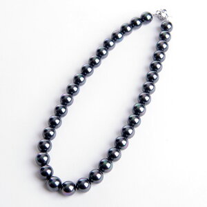 17インチ高級12mm花珠南洋黒蝶オーロラ本貝パールネックレス タヒチ黒蝶系 黒真珠系 宝飾店仕様 ブラックフォーマル 葬祭 葬式 通夜 告別式