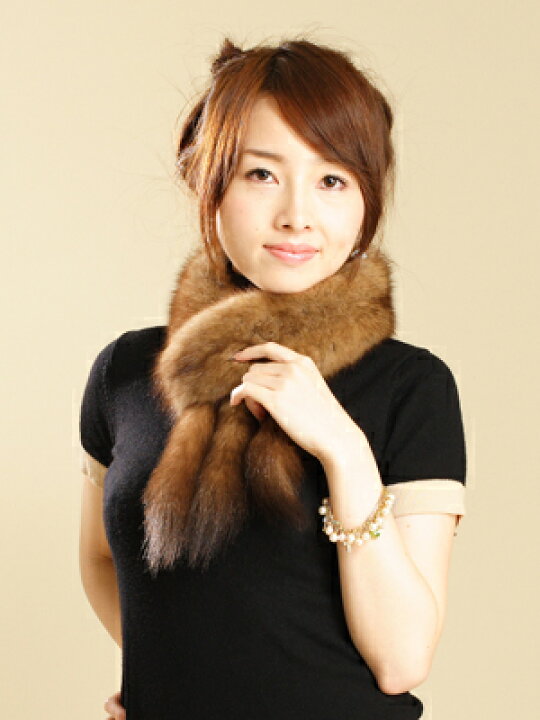 楽天市場】ロシアンセーブルファーマフラー ナチュラルカラー 毛皮  