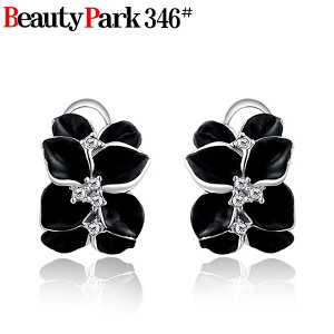 当日発送/送料無料 花 フラワー モチーフ クラック 黒 一粒 ピアス スタッド スワロフスキー キラキラ スエレガント 上品 お洒落 ゴールド シルバー 【RCP】