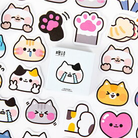 即日出荷 海外ステッカー シール かわいい 猫 ねこ ネコ シール ステッカー フレークシール 箱入り ラベル 手帳デコ コラージュ 素材 デザイン 封かんシール 動物 猫好きさん贈る ねこすき 愛猫家 にゃんこ 猫好き プレゼント 猫 グッズ おもしろい 面白い 猫文具 45枚
