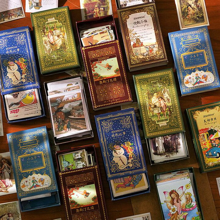 楽天市場 即日出荷 海外ステッカー 箱入り 60枚 全12種類 海外シール フレークシール 手帳デコ ラベル 海外 コラージュ 素材 ビンテージ アンティーク レトロ 西洋 絵本 童話 妖精 英語 シール グルメ 広告 動物 植物 花 花鳥 鳥 フラワー 人物 少女 女の子 食べ物