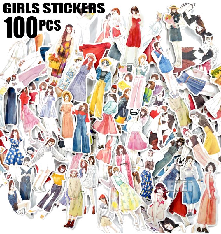 ブリヤンテス・レッド 女の子ステッカー ♡ 人物ステッカー ♡装飾ステッカー ♡100枚 通販