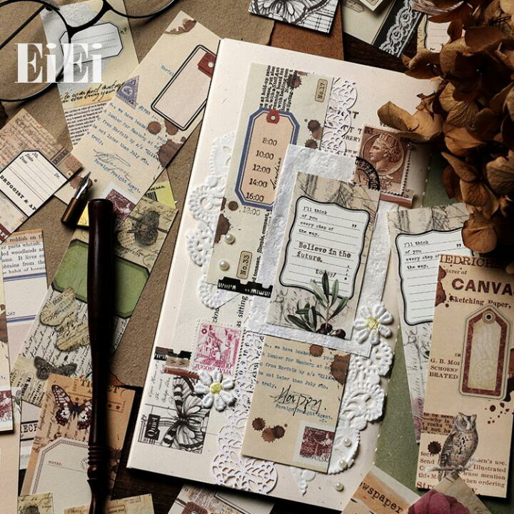海外素材紙 背景紙 No23 4 エフェメラ コラージュに ジャンクジャーナル ヴィンテージ 手帳 日記 詰め合わせ ディスカウント エフェメラ