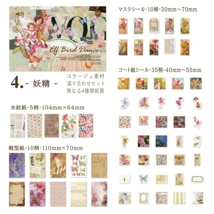 楽天市場】即日出荷 4種類素材 詰め合わせ コラージュ 素材 セット 