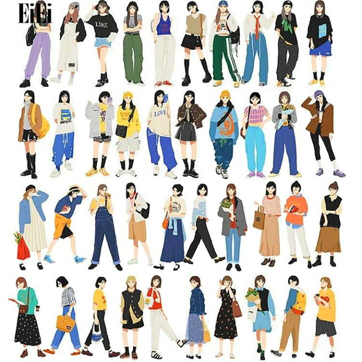 楽天市場 即日出荷 人物シール 女の子 シール 大人 イラストステッカー コラージュ素材 セット マステ素材 レトロ ジャンクジャーナル 韓国 女子 女の子 ファッション スタイル 海外 シール 人物マステ 40枚 おしゃれ ラブレター 手帳 日記 スマホ アレンジ 文具 デコ