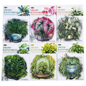 即日出荷 観葉植物 四つ葉 耐水 クリアシール 大きめ コラージュ素材 シール 縁起 良い 観葉 植物柄 多肉植物 観賞植物 鉢植え イラスト シール 30枚 コラージュ 素材 PETシール 緑 グリーン ダ