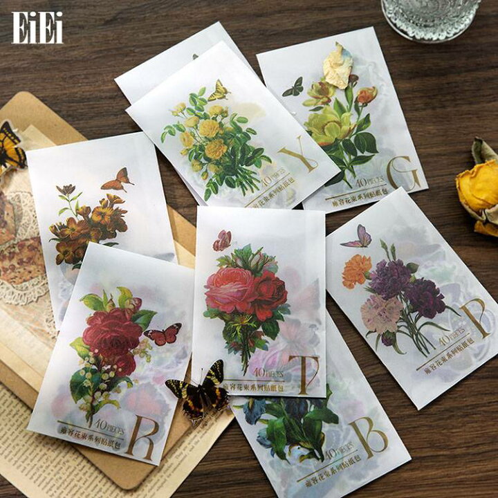 楽天市場】即日出荷 クリアシール フレークシール 花 蝶 薔薇 ローズ 