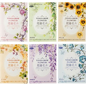 即日出荷 クリアシール 大きめ 藤の花 花柄 ラージサイズ コラージュ素材 おしゃれ 観葉植物 紫色の花 透明シール PETシール 耐水シール フラワー フレークシール 海外ステッカー 海外シール