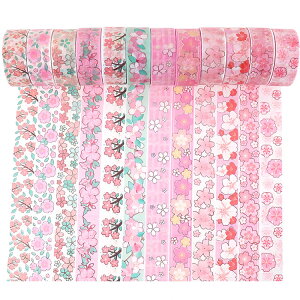 即日出荷 柄違い12ロール 金箔押し マスキングテープ コラージュ素材 買い得セット 桜 さくら 桜の花 手帳シール ロールシール デコレーション 金箔押し マステ 大容量 桜シール 桜の枝 花柄