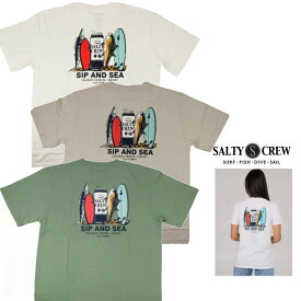 SALTY CREW【ソルティークルー】半袖プリント・クルーT-Shirts『 SIP AND SEA S/S TEE 』BACKプリント Standard Teecolor【 WHT 】ホワイトcolor【 BON 】ベージュcolor【 GRN 】グリーン