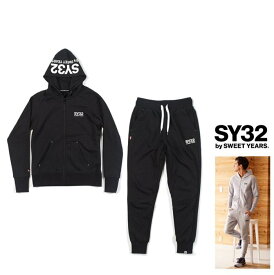 SY32 by SWEET YEARS【 スィートイヤーズ 】TNS1703・1706 BK REGULAR ZIP HOODIE＆SWEAT PANTSフード BIGロゴ・ZIPパーカー＆スェット・スーツ・セットアップBASIC ZIP HOODIE　SET UP color:【 BLACK 】ブラック