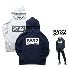 SY32 by SWEET YEARS【 スィートイヤーズ 】TNS1704　BOX LOGO P/O HOODIEフード BIGロゴ・プルオーバー・パーカーcolor:【 GREY 】グレーcolor:【 NAVY 】ネイビー