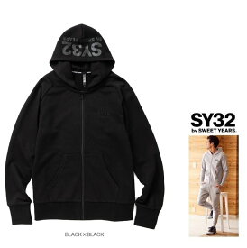 SY32 by SWEET YEARS【 スィートイヤーズ 】TNS1703-2 BKBK　REGULAR ZIP HOODIEフード BIGロゴ・ZIPパーカーBASIC ZIP HOODIEcolor:【 BLACK×BLACK 】ブラック×ブラック