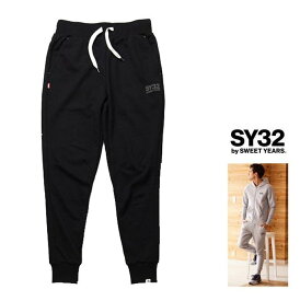 SY32 by SWEET YEARS【 スィートイヤーズ 】TNS1706　REGULAR SWEAT PANTロゴ・スウェットパンツcolor:【 BLACK×BLACK 】ブラック×ブラック