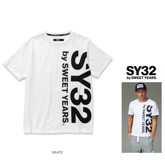 SY32 by 気質アップ SWEET YEARS 最新作 Tシャツ入荷 スィートイヤーズ TNS1727J LOGO ホワイト WHITE TEEBIGロゴ VERTICAL 半袖Tシャツcolor: 未使用品