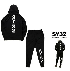 SY32 by SWEET YEARS【 スィートイヤーズ 】13068.13069（TNS1713・1714 BK）【 SHIELD LOGO P/O HOODIE SUITS 】フーデット・プルオーバー/セットアップBACK・BIGロゴ・パーカー・スーツcolor:【 BLACK 】ブラック