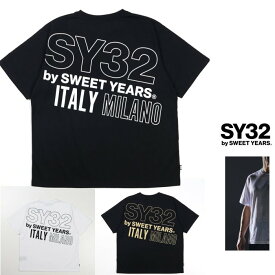 SY32 by SWEET YEARS【 スィートイヤーズ 】14154J-W 【 BACK SLASH BIG LOGO TEE 】バックロゴ・ワイド・Tシャツcolor :【 WHITE 】ホワイト【BLACK×WHITE】ブラック×ホワイトロゴ【BLACK×GOLD】ブラック×ゴールドロゴ