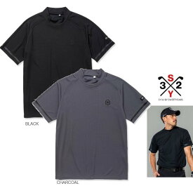 ■■SALE■■SY32 by SWEET YEARS ★ GOLF【 スィートイヤーズ 】SYG-23S32【 SQUARE KNIT MOCK 】ストレッチ・胸1ポイント半袖・モックネック・Tシャツcolor:【 BLACK 】ブラックcolor:【 CHARCOAL 】チャコールグレー