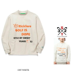 SY32 by SWEET YEARS ★ GOLFSYG-24ARIC003【 RICICLARE STRETCH INLAY MOCK 】ロゴ・長袖・ストレッチ・リサイクルモックネック・ロングスリーブ・スウェットcolor:【 OFF WHITE 】オフホワイト