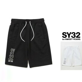 SY32 by SWEET YEARS【 スィートイヤーズ 】14138【 BASIC SWEAT SHORT PANTS 】ロゴ・スウェット・ショート パンツcolor:【 BLACK 】ブラックcolor:【 GREY 】グレーcolor:【 WHITE 】ホワイト