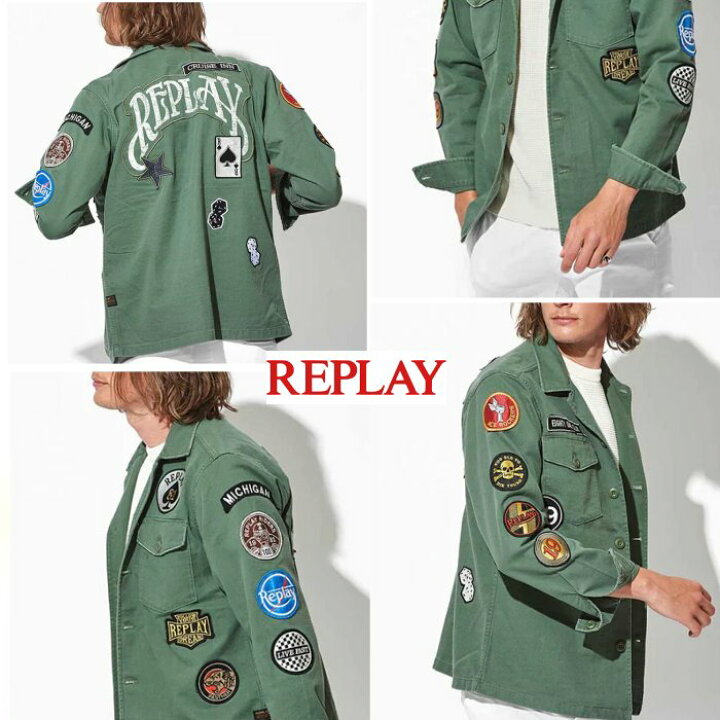 楽天市場】REPLAY 【 リプレイ 】M8825【 TWILL JACKET WITH PATCHES 