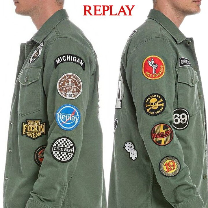 楽天市場】REPLAY 【 リプレイ 】M8825【 TWILL JACKET WITH PATCHES 