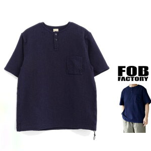FOB FACTORY�y �G�t�I�[�r�[ �t�@�N�g���[ �zF3493�y INDIGO WAFFLE-Tee �z�C���f�B�S ���b�t�� T�V���c�E�w�����[�l�b�N�E�R�b�g��Color�FID�i�C���f�B�S�u���[�j