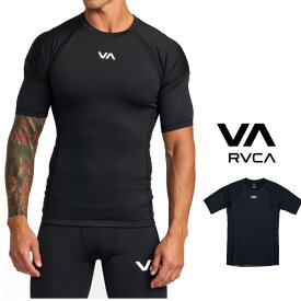RVCA【 ルーカ 】【 COMPRESSION　RASHGUARD 】胸ロゴ ラッシュガード定番・ロゴcolor【 BLK 】ブラック
