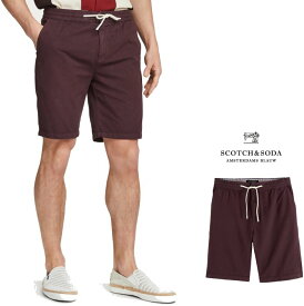 SCOTCH＆SODA【 スコッチ&ソーダ 】Cotton-Linen Shortsリネン ショートパンツcolor：【 Bordeau bergine 】ボルドー