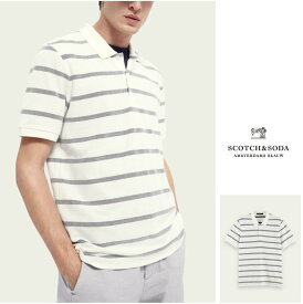 SCOTCH＆SODA【 スコッチ&ソーダ 】160887 Striped piqu&#233; poloピケコットン・半袖・ポロシャツcolor:【 OFF WHITE 】オフホワイト・ボーダー柄