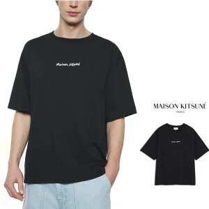 Maison Kitsuney ] Lcl zOM00122 KJ0119w HANDWRITING OVERSIZE-TEE-SHIRT xCrew-Neck Tee菑 I[o[TCY TVcGuC_[ I[o[TCY TVccolorFP199 y BLACK zubN