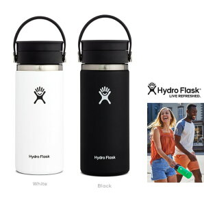 HYDRO FLASK ynCh tXNz16IX ChE}EXwCOFFEE 16 oz Flex Sipx{̐@ ×:74mm×201mm@d:336g18/8 XeXcolorFyWHITEzzCgcolorFyBLACKzubN