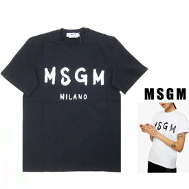 MSGM【 エムエスジーエム 】 MDM510-200002『 brush writing logo T-shirts 』Crew-Neck Tee半袖プリント・手書きプリントTシャツcolor【 BLACK 】ブラック