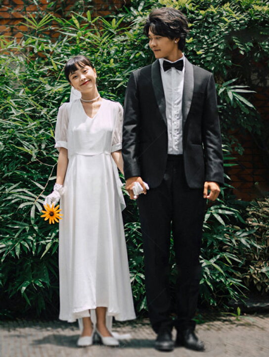 楽天市場 ウェディングドレス 2次会 結婚式 撮影 前撮り 後撮る ウエディングドレス 挙式 花嫁 ドレス 可愛い 大人 おしゃれ 披露宴 ハネムーン セルフ撮影 フィッシュテール 2次会ウエディングドレスルベリ
