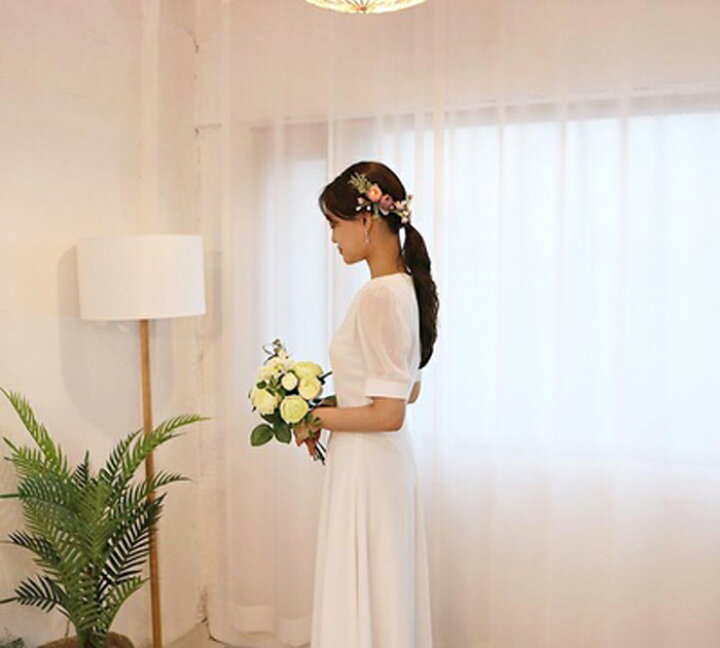 楽天市場 ウェディングドレス 2次会 結婚式 撮影 前撮り 後撮る ウエディングドレス 挙式 花嫁 ドレス 可愛い 大人 おしゃれ 披露宴 ハネムーン セルフ撮影 フィッシュテール 2次会ウエディングドレスルベリ
