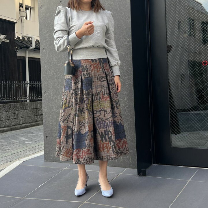楽天市場】スカート アート グラフィック チェック柄 ロングスカート 