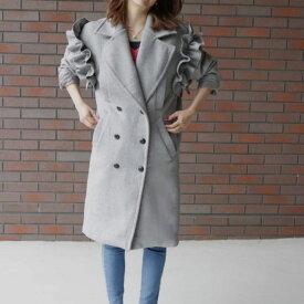 「商品大幅値下げ 在庫ある分だけ早い者勝ち」チェスターコート コート レディース フリルコート オーバーシルエット フリル ウールコート ダブルボタン チェスター 秋 冬 オリジナルコート ウール orubia オルビア