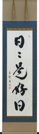 掛軸　一行書「日々是好日」肉筆　菅原草雪書　(掛け軸 半切立）幅46.5cm×丈184cm【当日出荷可能】【送料無料】【smtb-kd】【楽ギフ_包装】【楽ギフ_のし宛書】