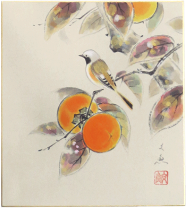 【柿】絵画 無料壁紙】葛飾 北斎「柿の実とバッタ (1890-1900頃