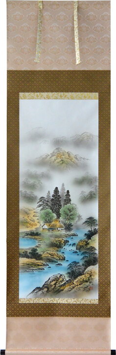楽天市場】掛軸 四神相応山水図 伊藤岳仙(掛け軸 尺五立) 幅54.2cm×丈 