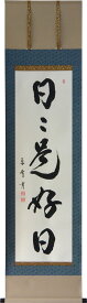 掛軸　一行書「日々是好日」肉筆　菅原草雪書　(掛け軸 半切立）幅46.5cm×丈184cm【当日出荷可能】【送料無料】【smtb-kd】【楽ギフ_包装】【楽ギフ_のし宛書】