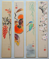 肉筆色紙水墨画 花鳥画 細筆画「錦鯉」美術品 絵画 幸運 縁起