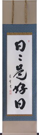 掛軸　一行書「日々是好日」肉筆　菅原草雪書　(掛け軸 半切立）幅46.5cm×丈184cm【当日出荷可能】【送料無料】【smtb-kd】【楽ギフ_包装】【楽ギフ_のし宛書】