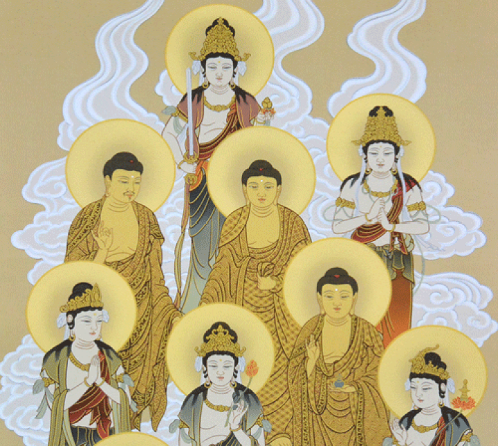 十三仏 松井翔雲画 尺八巾立 掛け軸