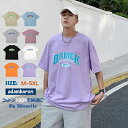 【送料無料】 メンズ 半袖 tシャツ ロゴ プリント トップス 綿100％ コットン 5分袖 7分袖 ロンt ペアルック カップル オーバーサイズ 大きいサイズ ビッグサイズ ユニセックス アメカジ クルーネック スポーツ 速乾 ビッグシルエット ストリート レディース 韓国服