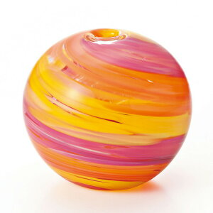 津軽びいどろ 彩手鞠 硝子花瓶 花入れ 花雲 若草 夏空 星月夜 アデリア 花瓶 花器 小ぶり 小さめ 一輪挿し 硝子 ガラス 手鞠 カラフル かわいい 夏 丸い カラフル 透明 オレンジ イエロー ピン