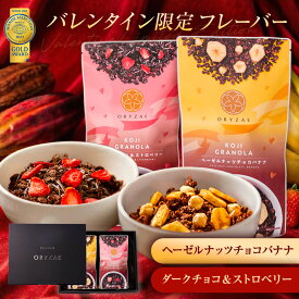 【 バレンタイン イチオシ！】選べる2種のチョコフレーバー ヘーゼルナッツ チョコバナナ ダークチョコ ストロベリー 米麹 グラノーラ バレンタインデー 2026 無添加 砂糖不使用 グルテンフリー 糖質オフ ヘルシー ギフト いちご バナナ チョコレート チョコ オシャレ