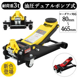 レビュー特典付き 新色登場お試し価格 ガレージジャッキ 3t 低床 3トン スチール製 フロアジャッキ 油圧式 ローダンウンジャッキ デュアルポンプ 車 ジャッキアップ リフトアップ タイヤ交換 油圧ジャッキ スチール 軽自動車 車修理 整備 メンテナンス 点検