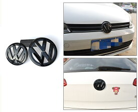 【 送料無料 】 VW フォルクスワーゲン エンブレムカバー 保護カバー 前後2点セット 貼り付けタイプ ゴルフ GOLF カスタム 3色選択可能 欧車パーツBASE